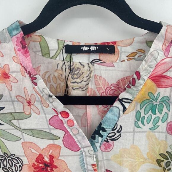 Khaadi Women's Multi-Color Floral Print Sleeveless Ruffles Hem Dress Size 10 - Picture 2 of 9